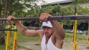 EastBoys: Muscled latino gay cumshot outdoors