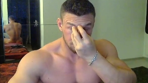 White Muscle lad With wild dong Shows Off